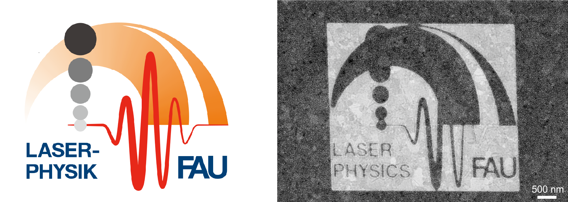 links: Lehrstuhllogo, rechts: erstellt mittels FIB