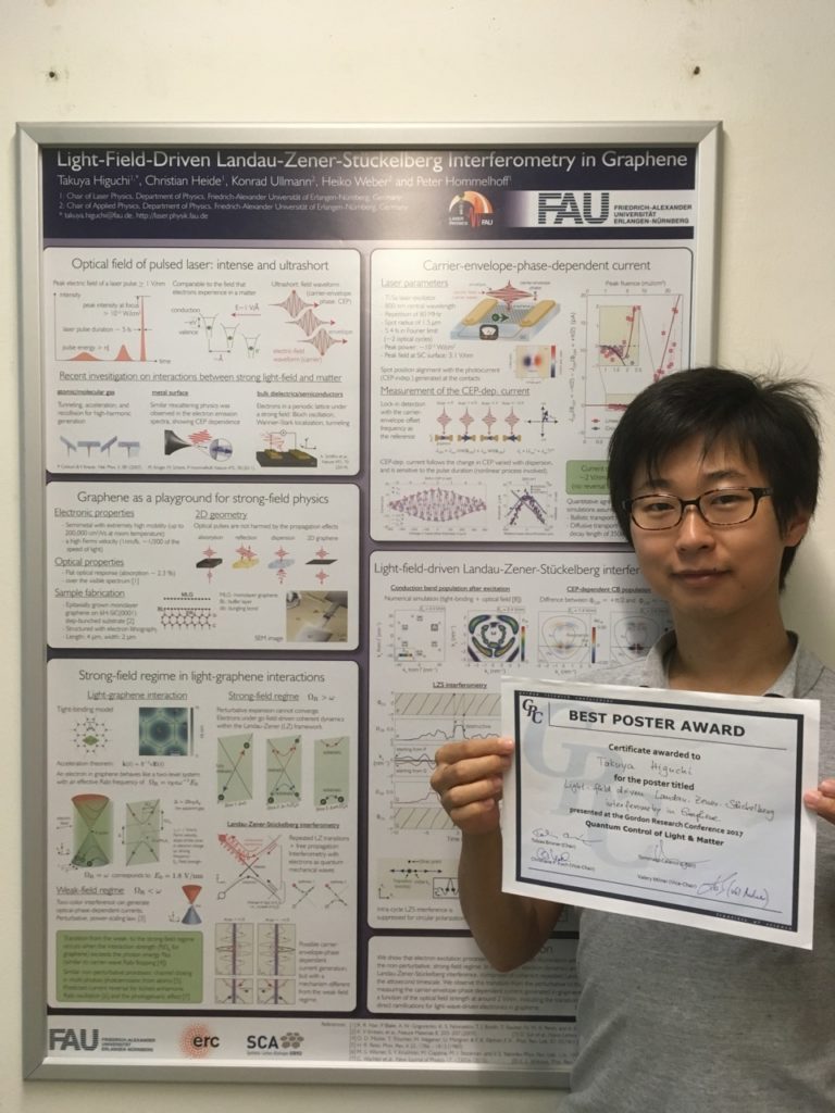Posterpreis für Dr. Takuya Higuchi auf der Gordon Research Conference on Quantum Control of Light & Matter